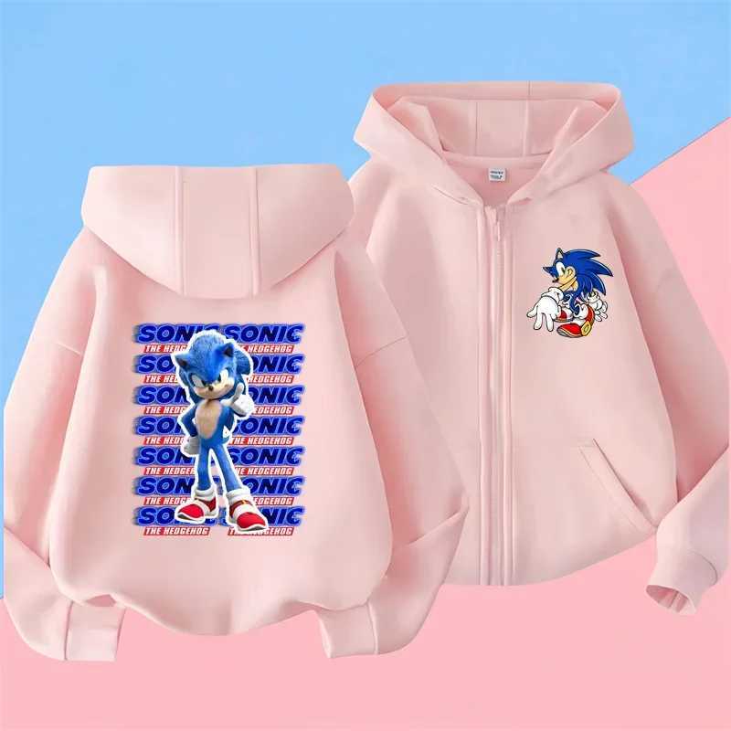 Hoodies Sweatshirts Boys Girls Clothing Casual Sonic zipper Hoodie Set s 2pcs Sets Autumn Toddler Cartoon Hooded +pants Tracksuit Clothes S241095