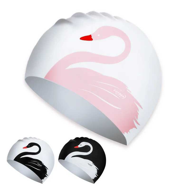 Swimming cap silicone womens waterproof Plus size color adult long hair sports high elasticity womens swimming cap CL241009