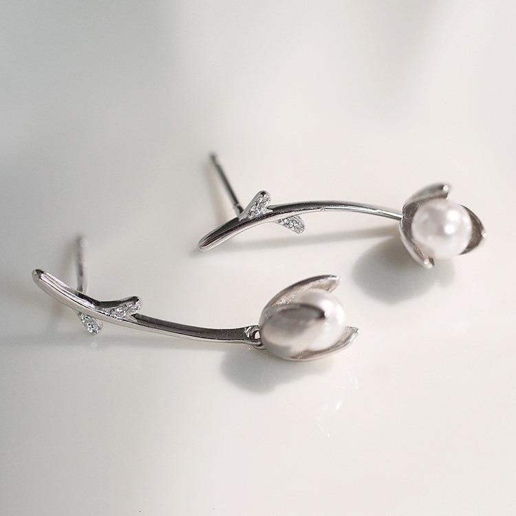 Literary and Creative Rose Lover Confession Pure Sier Needle Elegant Earrings Female