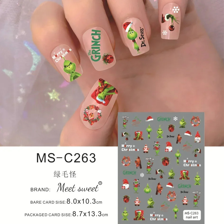 Nail Stickers Christmas Gingerbread Man and Tree Mill Handmade Stickers Nail Stickers Nail Stickers Nail Accessories Professional Supplies 241008