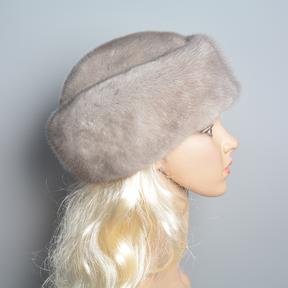 100% Natural Whole Hat Winter Elegant European And American Women Fashion Real Mink Fur Cap