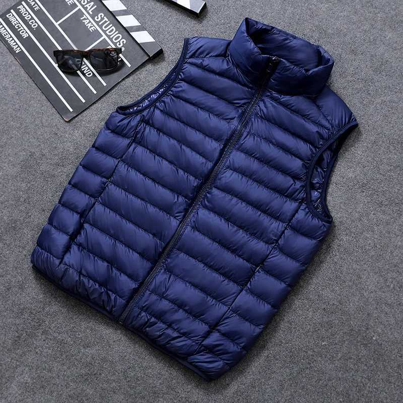 Ultra Light Slim Down Coat Men Winter Stand Collar Thin Jacket Men Windproof Padded Waistcoat Sleeveless Portable Duck Down Vest LX241009
