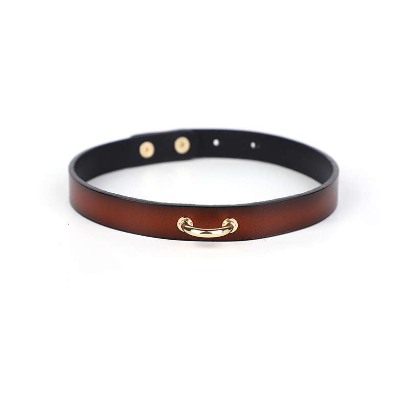 SM props, simple leather traction collar, high-end cowhide charm collar, suggestive choker adult products