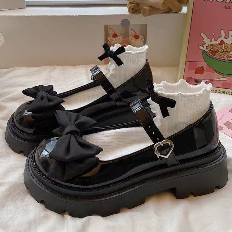 Sweet Cool Mary Jane Small Leather Shoes Women's JK Thick Sole Big Head Shoes 2024 Summer Spring Bow Soft Girl Single Shoes