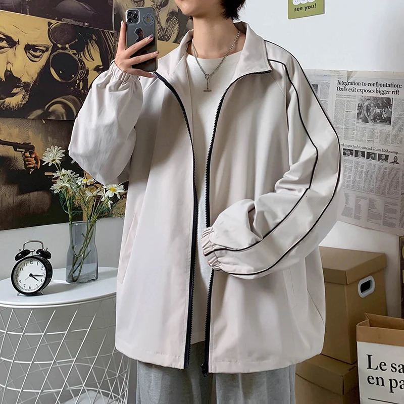 Thin jacket mens loose large size jacket spring summer and Hong Kong wind jacket youth joker mens student spring 240914