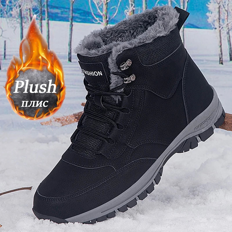 Mens winter snow boots womens waterproof sports shoes super warm mens boots outdoor mens hiking boots work travel shoes size 37-47 240923