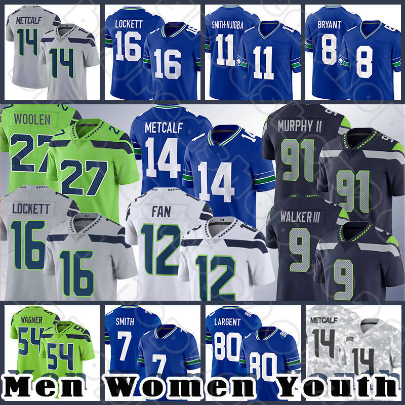 16 Lockett DK Metcalf Football Jerseys 9 Kenneth Walker III Steve Largent Devon Witherspoon FAN Jake Bobo Geno Smith Jason Myers Riq Woolen Charles Cross Smith-Njigba