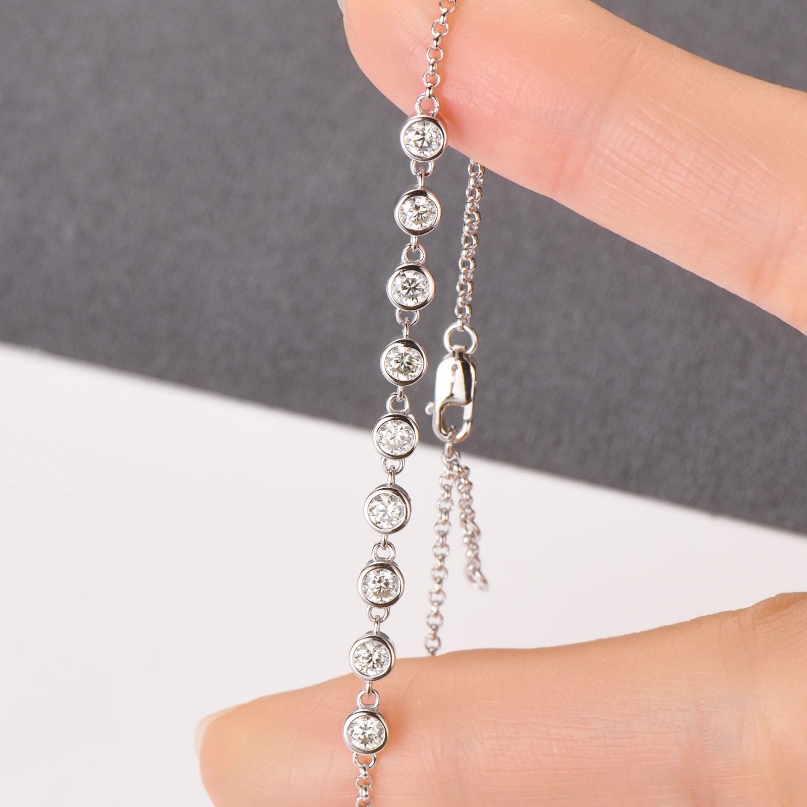 3MM Round Diamond Bracelet 18K Gold Plated 925 Pure Silver Frame Set for Womens Birthday Gift 240912