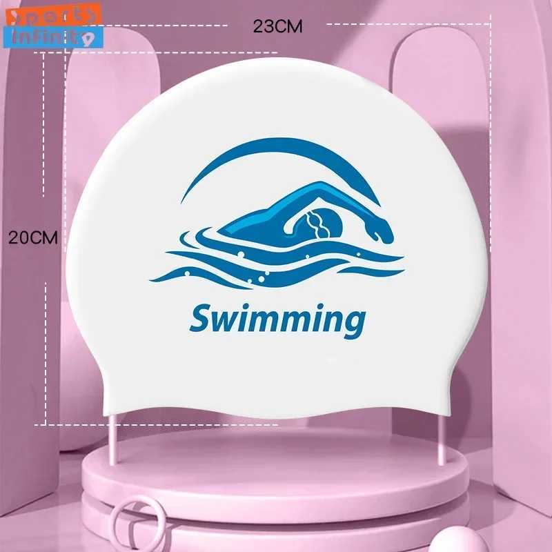 Adult unisex silicone swimming cap waterproof comfortable long hair ear protection professional swimming cap CL241010