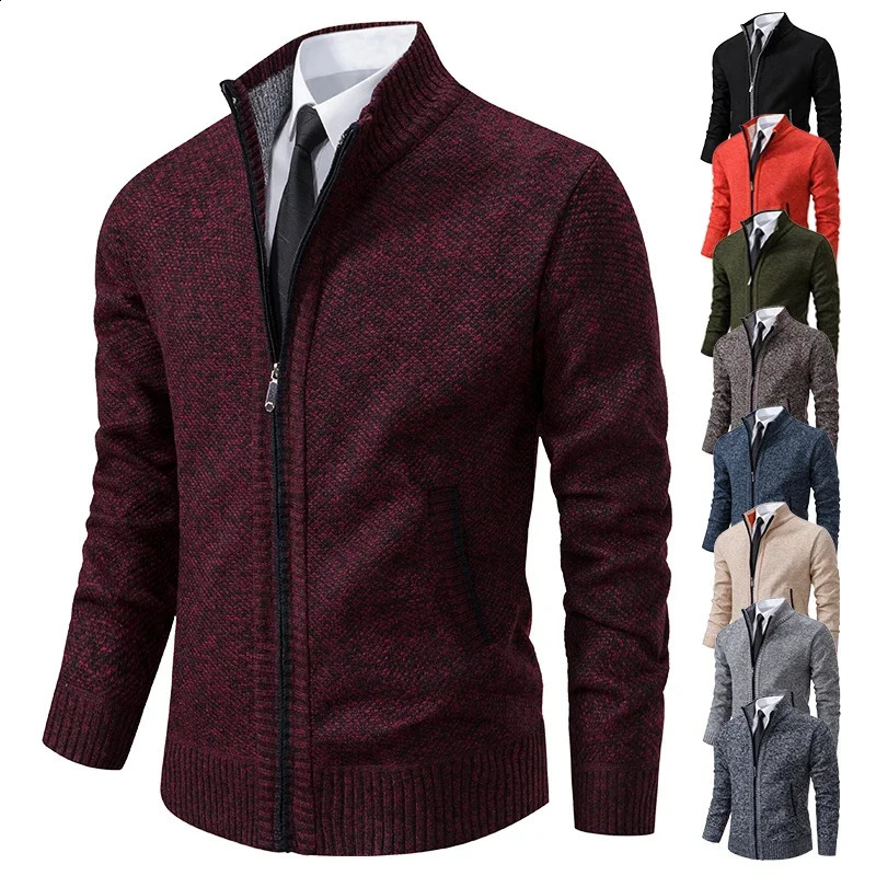 Mens sweater jump jacket autumn zipper cardigan Y2K winter wool cashmere formal knitting Hombre zipper cold coat mens style 241007
