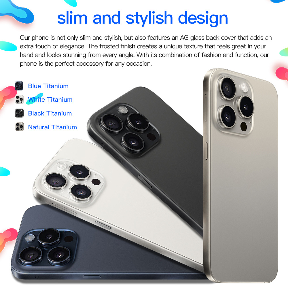 15 Pro Max Mobile 6.8-inch HD Screen Android 14 Phone Snapdragon 8 Gen3 CPU,16GB+1TB Cell Phone,72MP+108MP Camera Pixels 7800mAh Battery 5G Dual SIM C