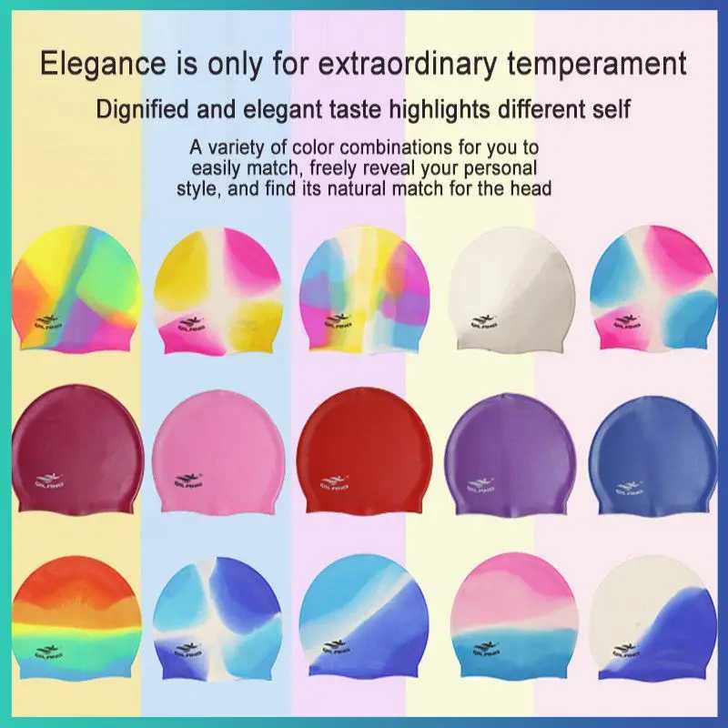 New 2023 elastic waterproof PU fabric for ear protection long hair sports pool cap swimming cap free sizes for both male and female adults CL241009