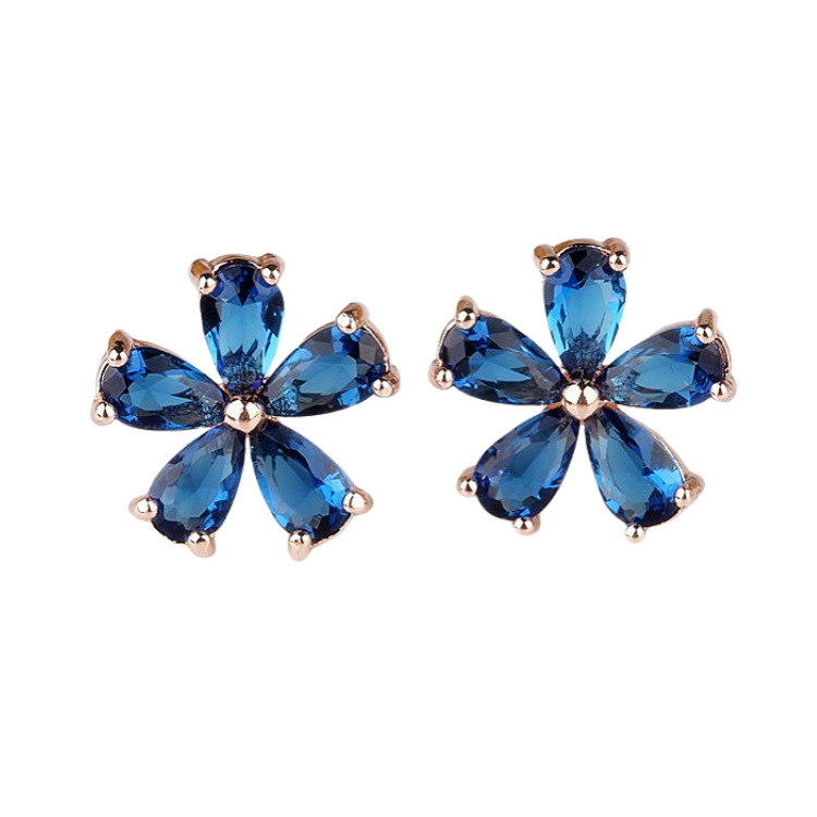 s925 sterling silver women's Stud classic shiny crystal zircon flower Stud earrings fashion designer diamond earrings wedding exquisite gift