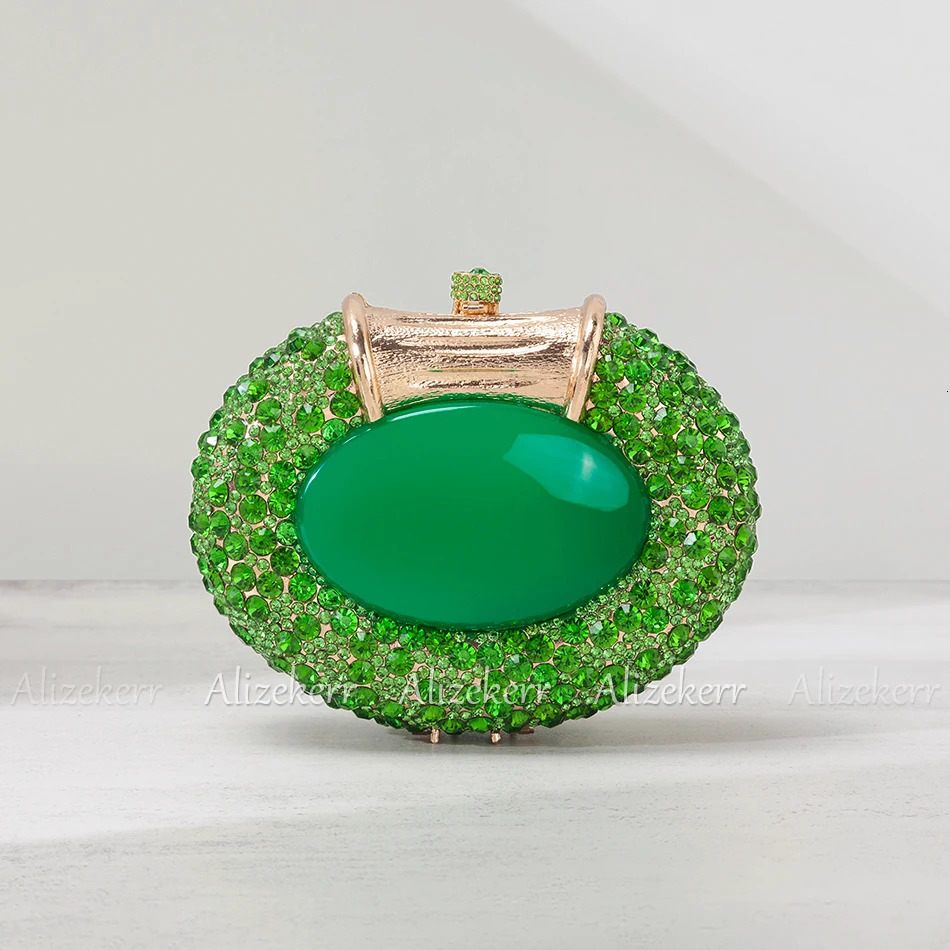 Alizeker oval crystal evening gown bag for women exquisite and classic diamond clutch wallet and handbag bridal wedding party 241008