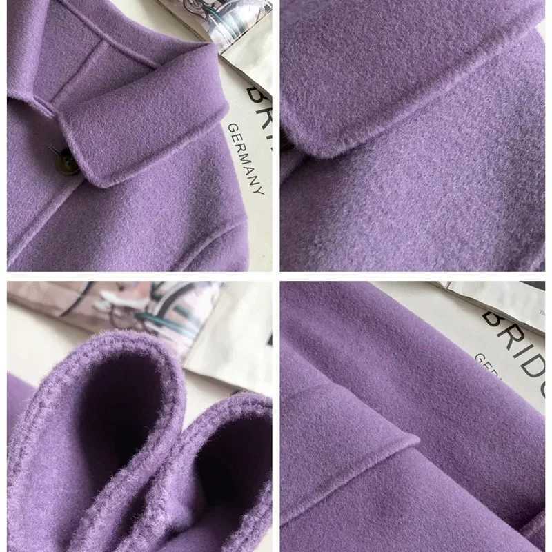 Fashion Double Sided Woolen Coat Spring Autumn Winter Coat Womens Korean Mid Length Double Breasted Buckle Woolen OuterwearX241009