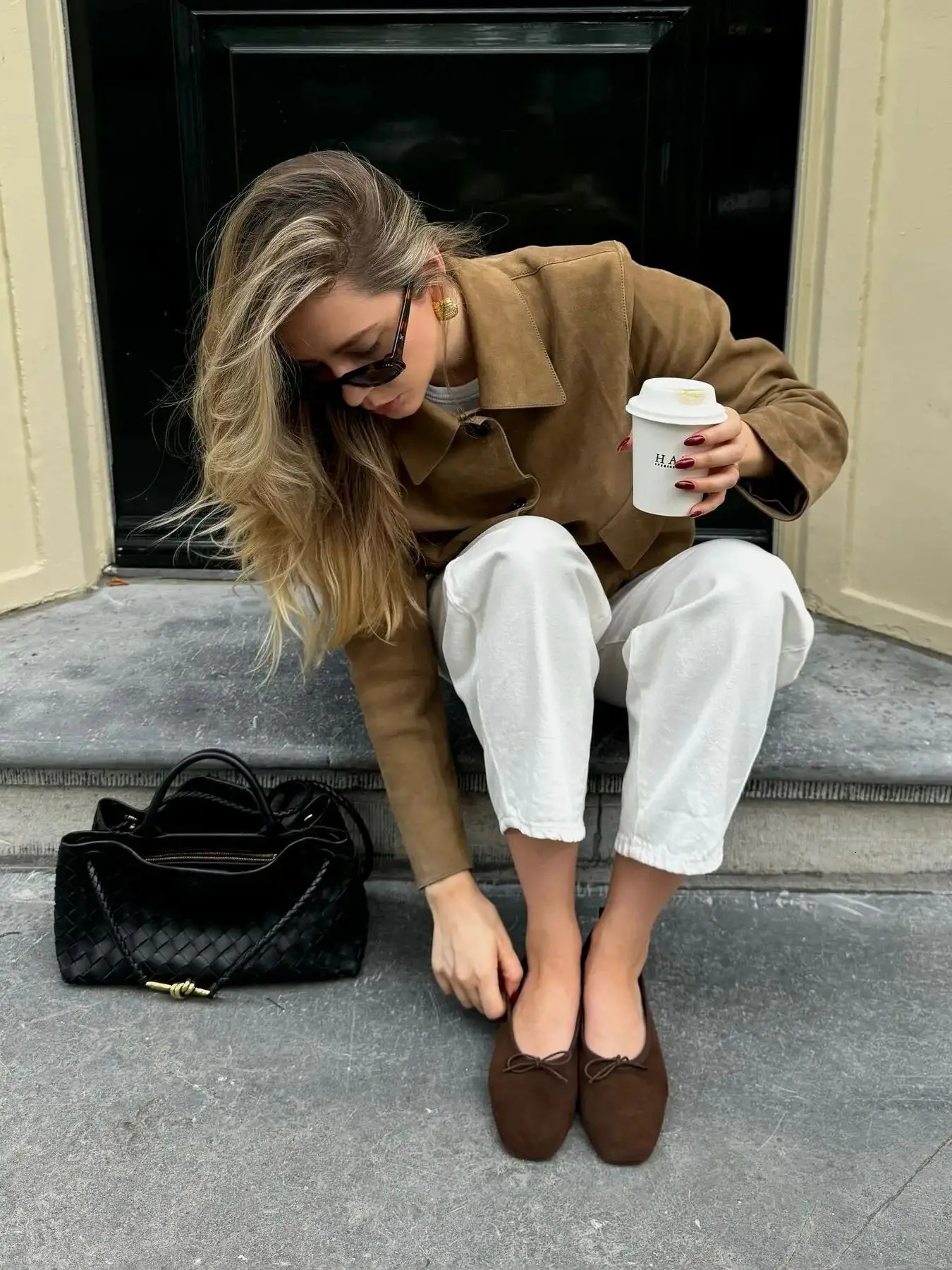 Womens retro suede long sleeved autumn cut jacket womens casual lapel single chest pocket womens clothing 240930