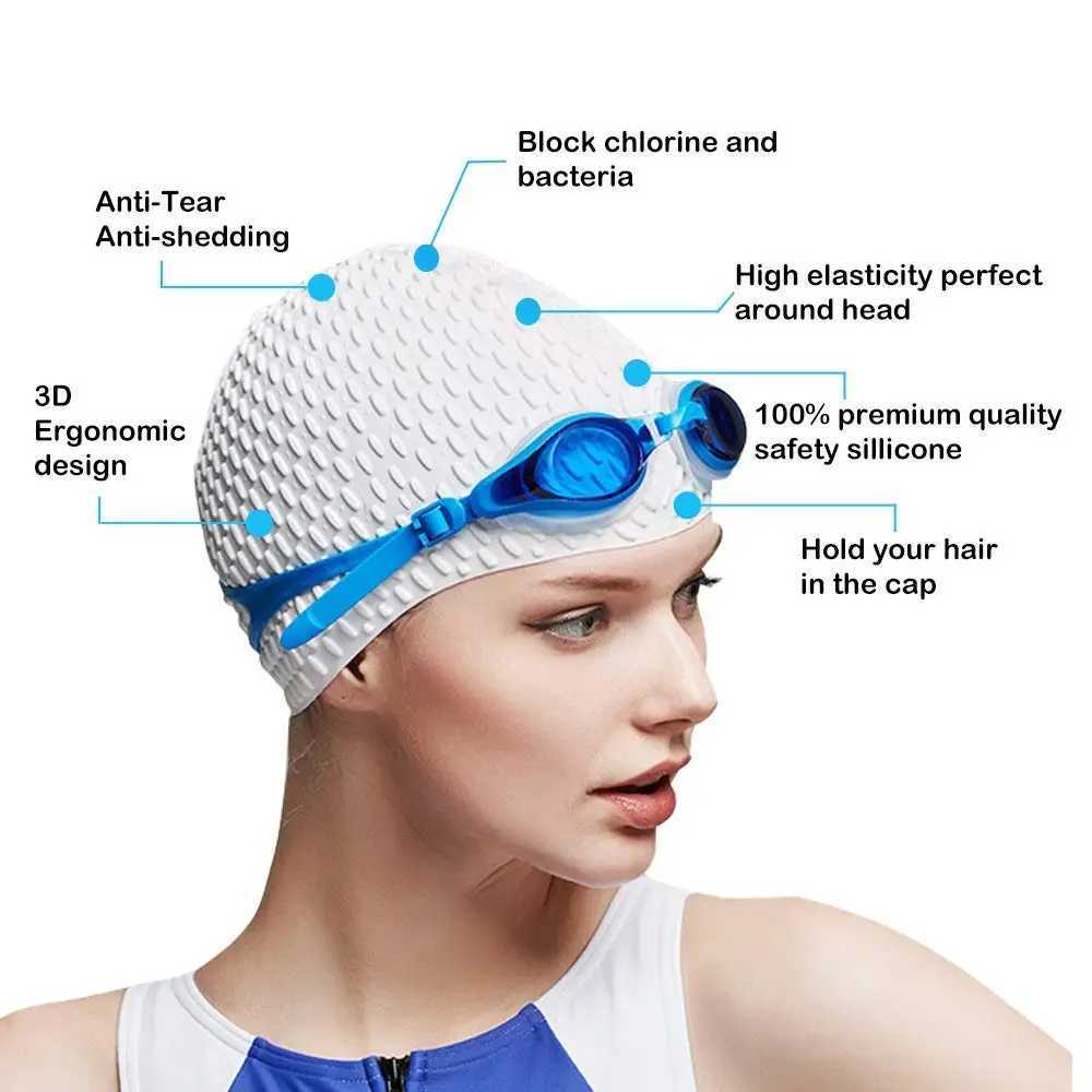 Womens waterproof swimming goggles set silicone womens long hair large swimming cap mens Natacion diving goggles equipment 2022 CL241009