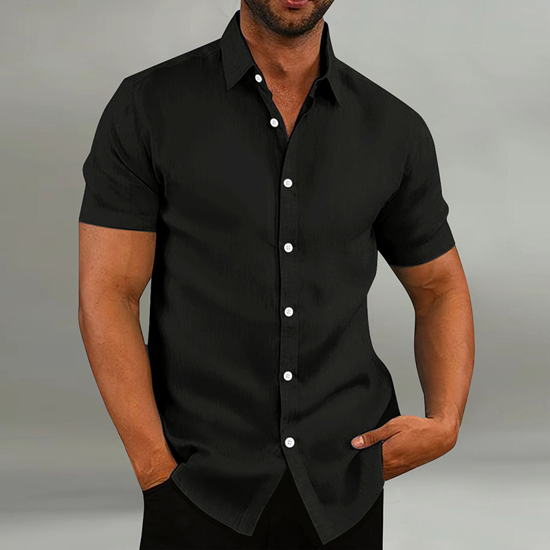New men's retro cotton linen loose short sleeve shirt mens shirts Business blouse summer short sleeve Turn-Down Collar Man Casual fashion formal 