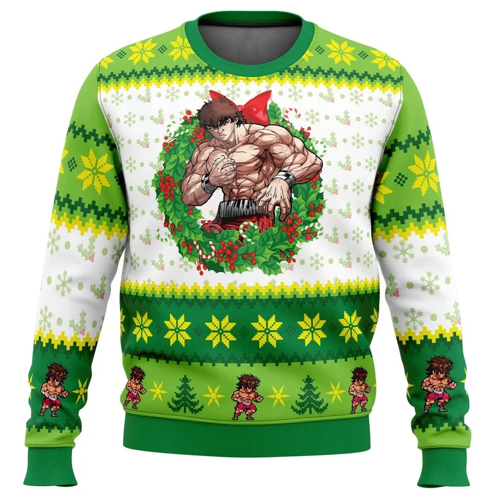 Christmas Season Baki Ugly Christmas Sweater Gift Santa Claus Pullover Men 3D Sweatshirt And Top Autumn And Winter Clothi 241009