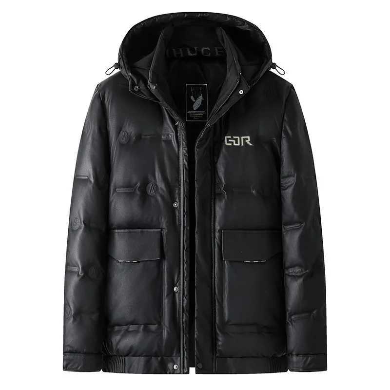 New Arrival Suepr Large Winter Short Stand Up Collar Hooded PU Down Jacket Mens Coat Plus Size L XL 2XL 3XL 4XL 5XL 6XL 7XL LX241009