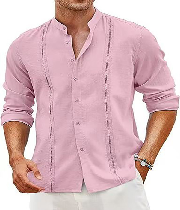 High Quality Vintage Solid Color Cotton Linen Shirt Plus Size Men's Shirts retro fashion formal slim fit blouse Fashion Office dress