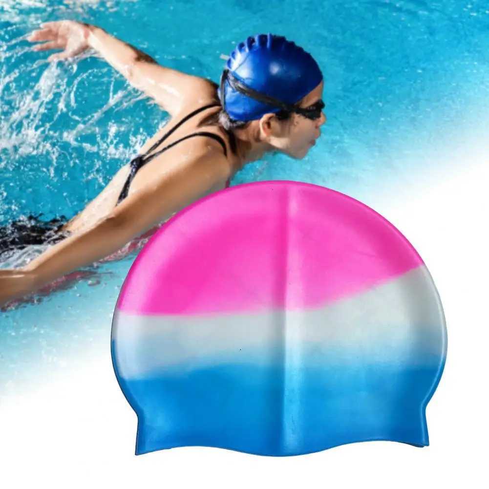 Swimming cap soft unconstrained lightweight contrasting color womens swimming cap swimming cap CL241009