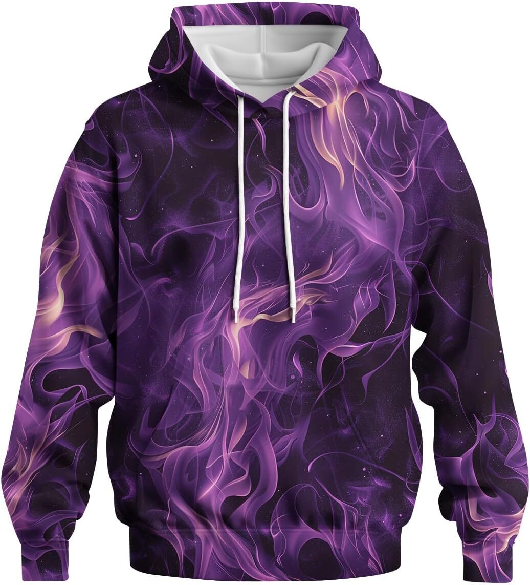 Hoodie for Mens Womens Unisex 3D Print Novelty Hoodies for Men Women Cool Flame Graphic Pullover Sweatshirts With Pockets Graphic Hoodies sweatshirt t
