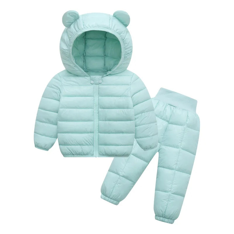 Baby Boys Girls Winter Down Coats Pants Kids Light Puffer Padded Jacket Snow Suit Zipper Hooded Infant Warm Outerwear 1-6 Year 241008
