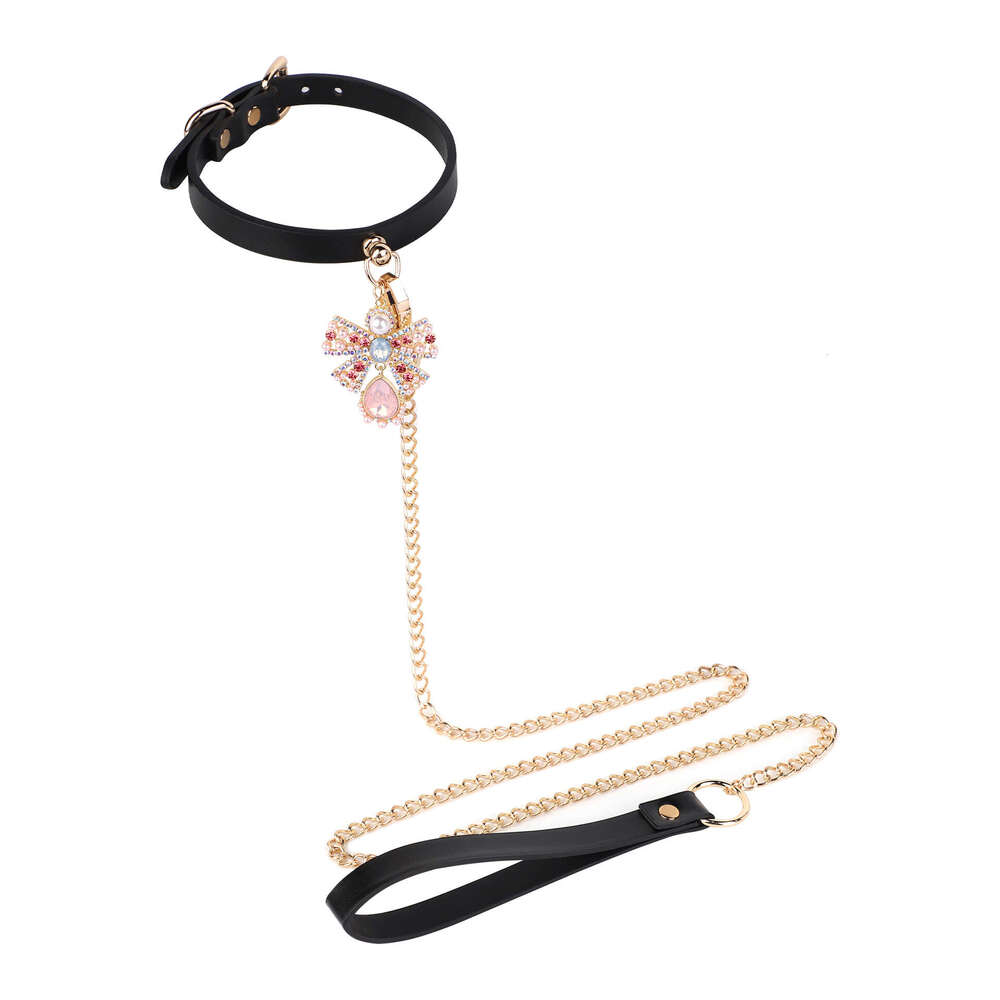 SM Props Diamond Set Butterfly Sex Milk Clip Female Slave Training Zircon Pendant Traction Collar SM Sex Toys Delivery