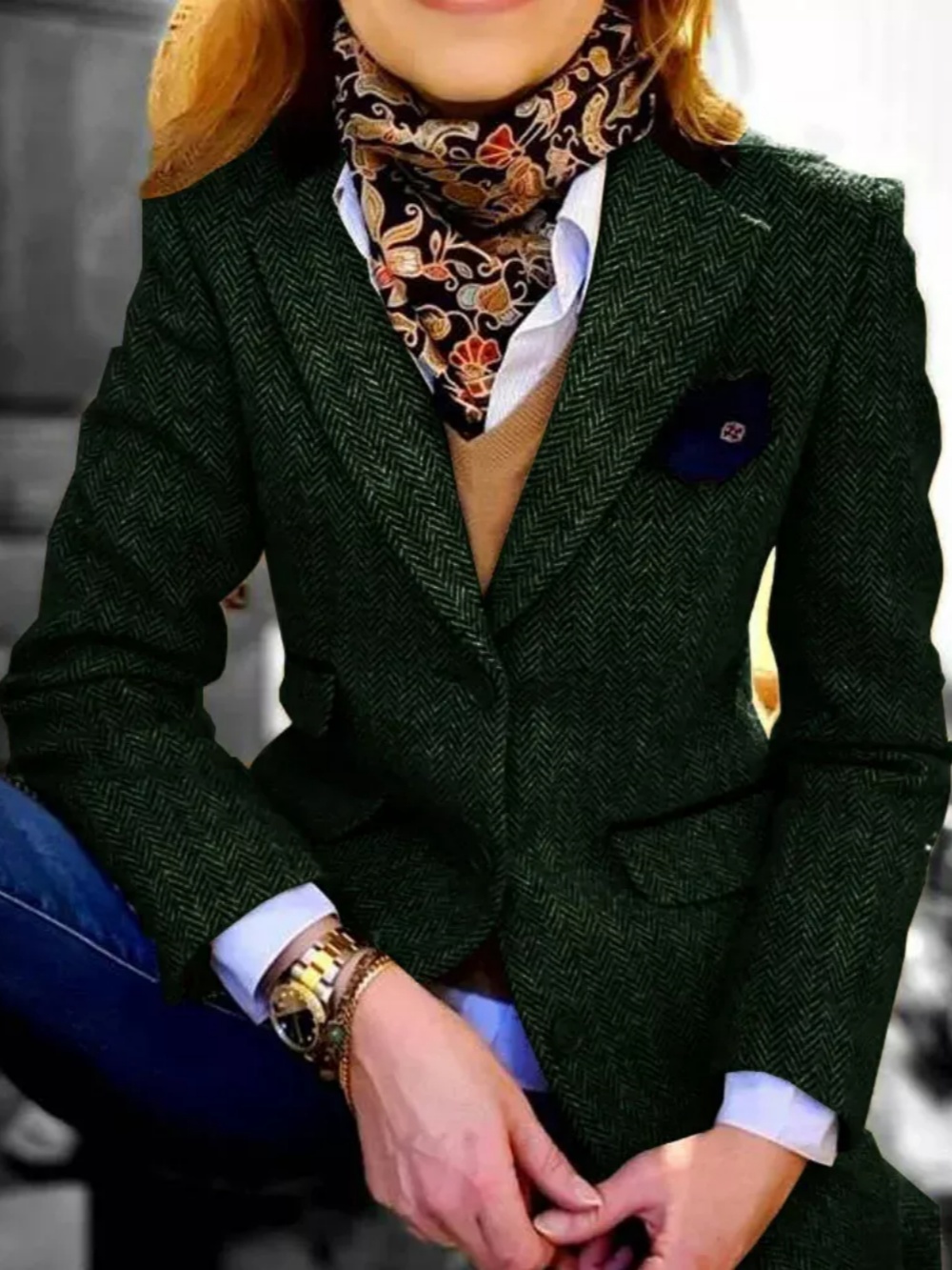 Fashion Mother of the Bride Suits One Piece Set Jacket Women Business V Neck Two Pocket Formal Work Wear