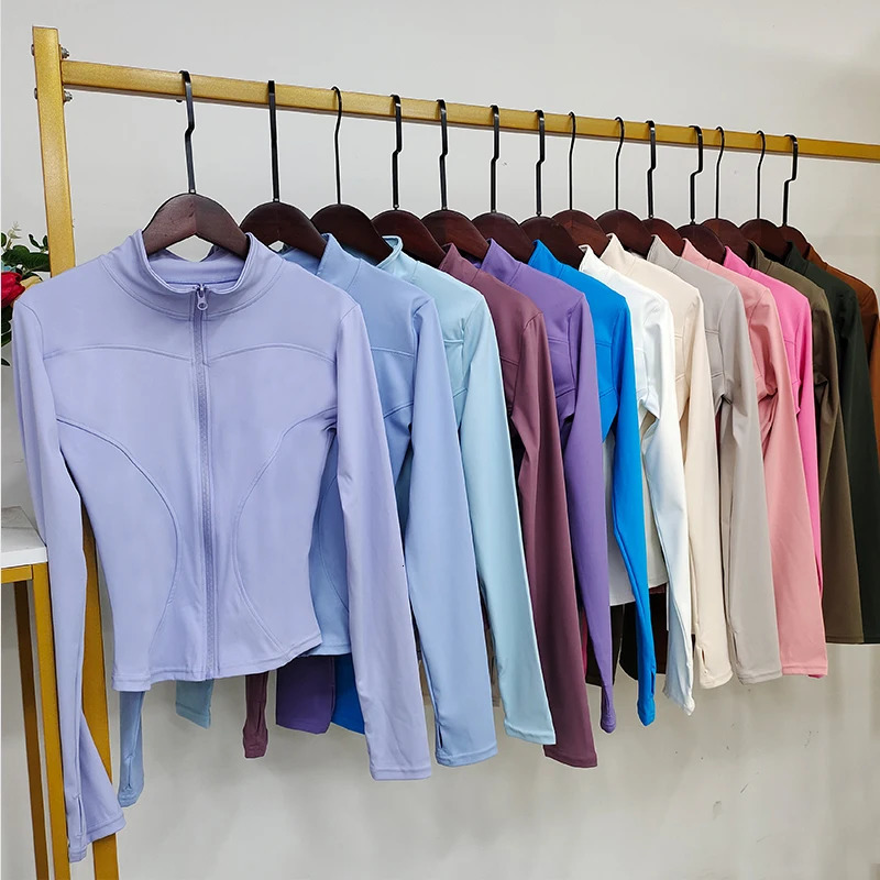 Zipper sports jacket suitable for womens yoga T-shirt suitable for outerwear casual long sleeved gym top tight fitting clothing weight loss running 241007