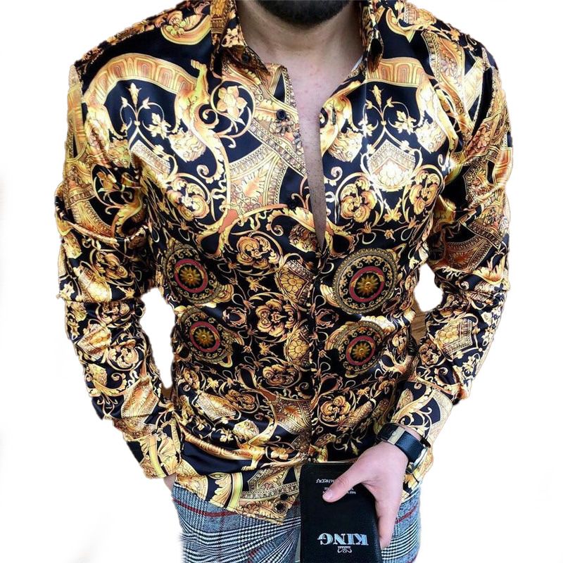 Casual Designer T Shirts classic style Top Spring Mens Clothing Printed T Shirt Luxury Stylish Slim Fit Dress Shirts Business Formal Long Sleeve Shirt