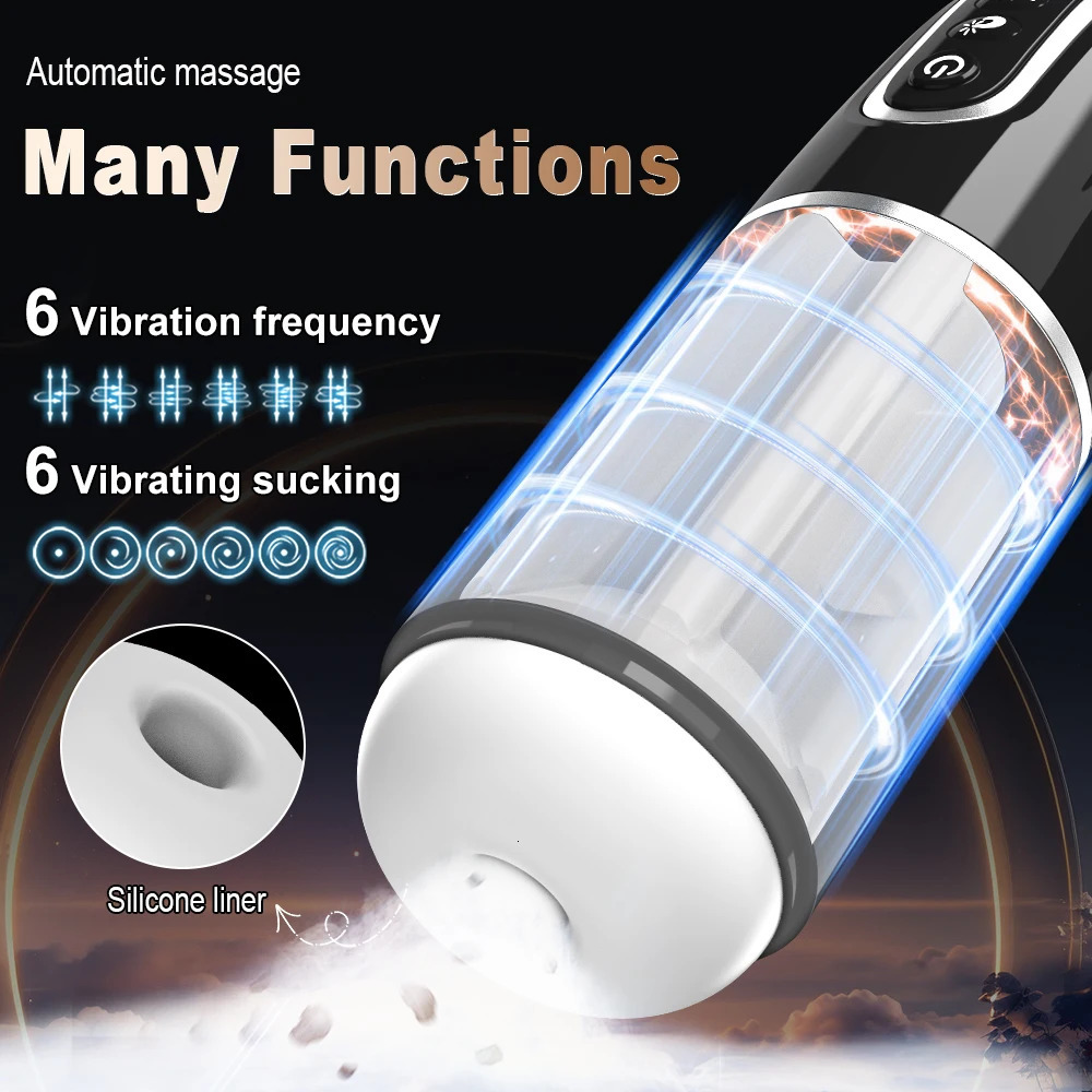 Male Masturbators Automatic Oral Penis Real Vagina Vibrator Masturbation Cup Adult For Men Sex Machine Toys 240914
