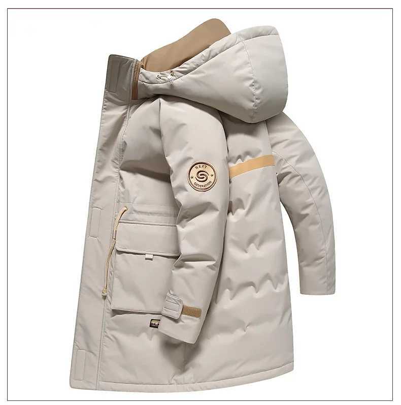 Grey Duck Down Jacket Mens Clothing Midi Long Puffer Jackets for Man Thick Winter Coat Male Outerwears LX241009