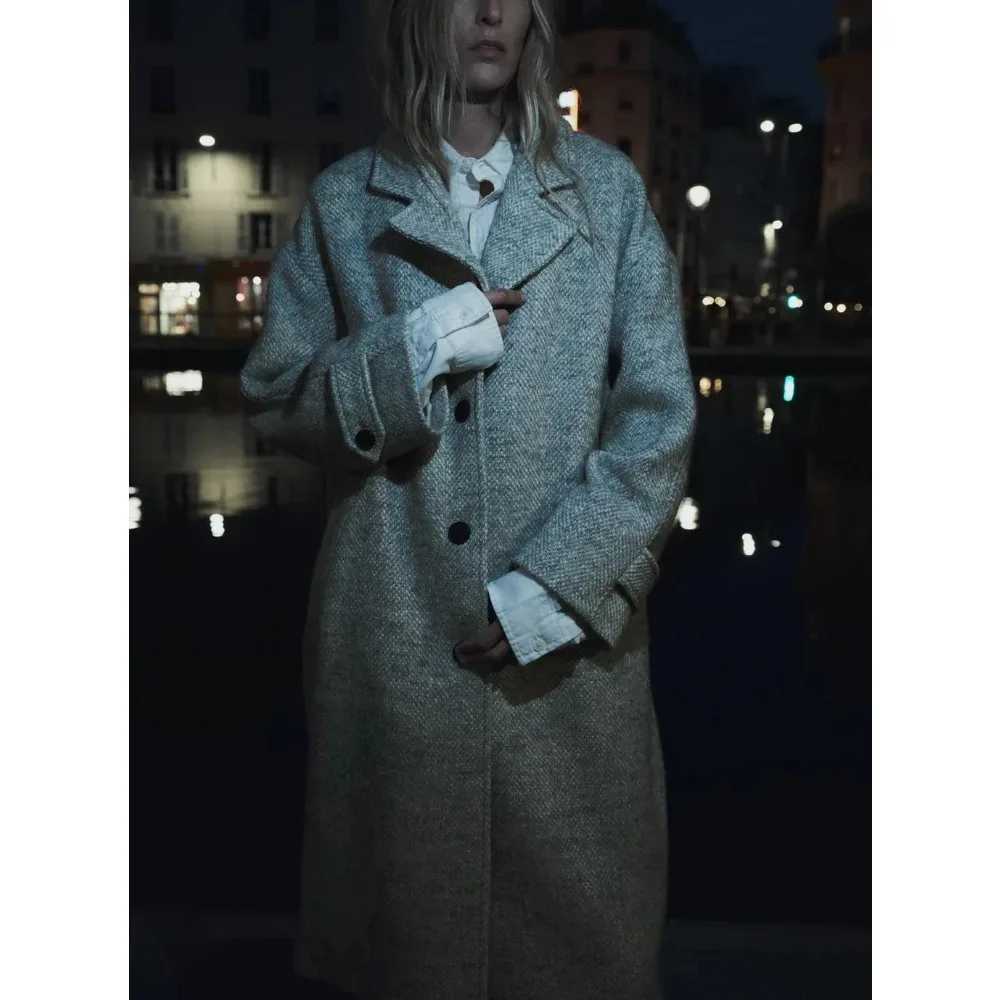 Women Autumn and Winter Soft Oversized Woolen Coat Long Sleeve Front Welt Pockets Female Outerwear Chic Overcoat FashionX241009