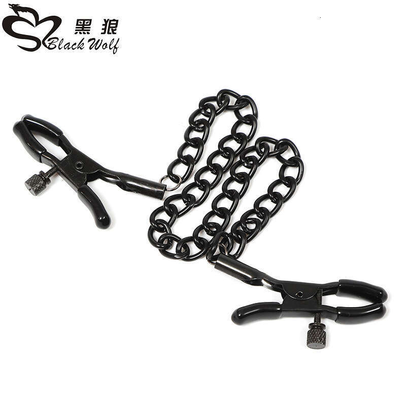SM prop female slave training sex torture device long chain breast clip double peak breast abuse clip adult product sex toy