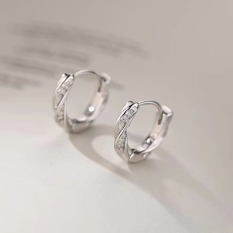Pure needle sier sparkg dia light 2024 ear hole high-end earrings, niche earrings