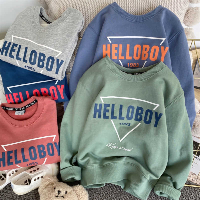 Hoodies Sweatshirts Tiktok Childrens Sweater 2024 New Boys Spring and Autumn Dress Top Medium and Large Childrens Long Sleeve T-shirt Trendy Undercoat