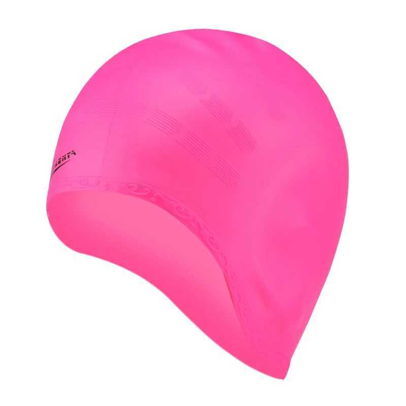 New waterproof swimming cap for men and women with long hair silicone ear protector large youth chloroprene rubber adult swimming cap CL241009