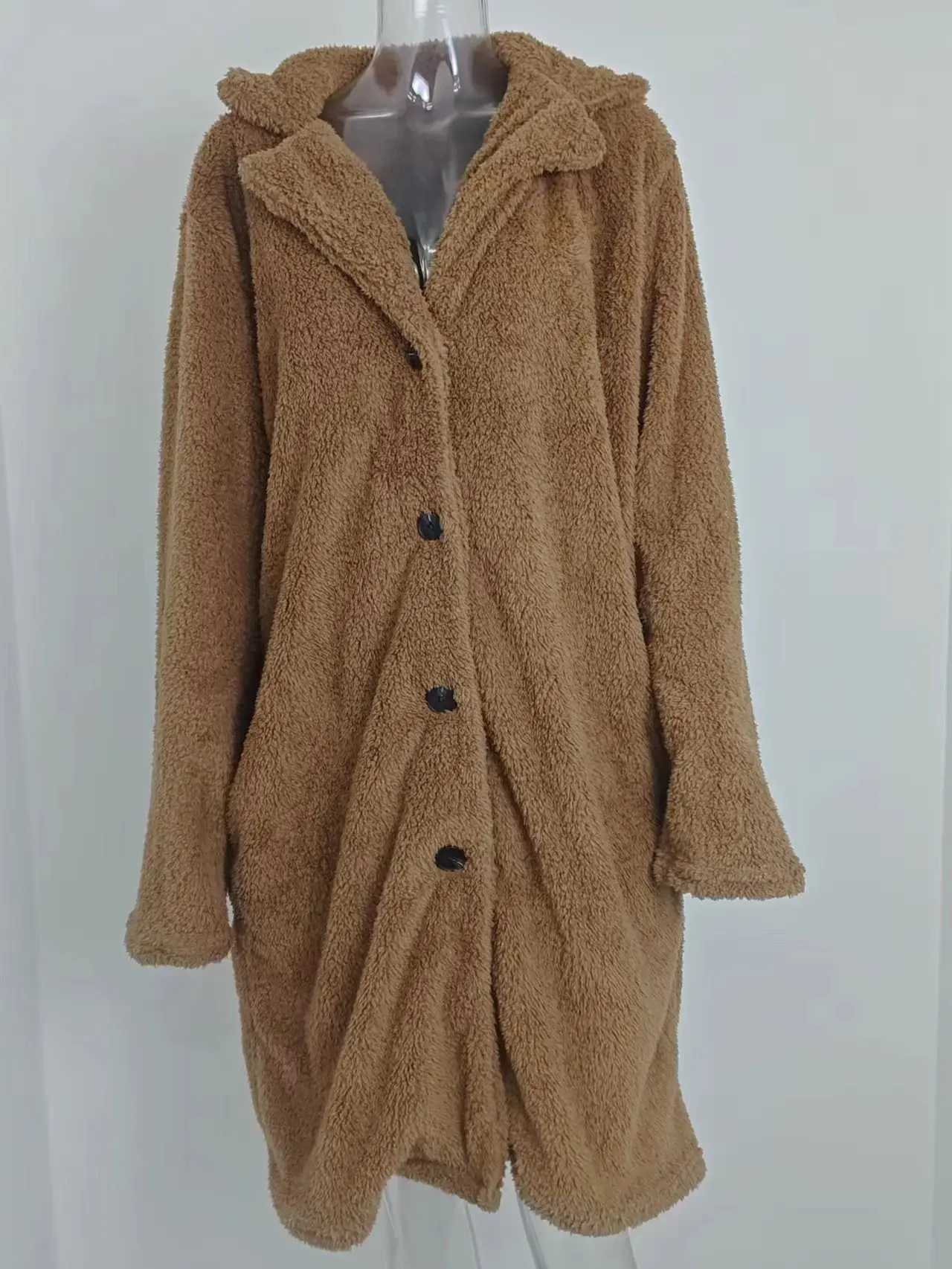 Womens Soft Oversized Woolen Coat Long Sleeve Casual Female Outerwear Chic Overcoat Fashion Winter Jacket Women Clothing 2024X241009