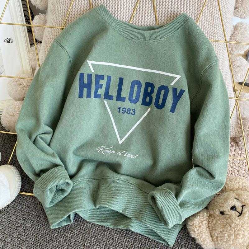 Hoodies Sweatshirts Tiktok Childrens Sweater 2024 New Boys Spring and Autumn Dress Top Medium and Large Childrens Long Sleeve T-shirt Trendy Undercoat