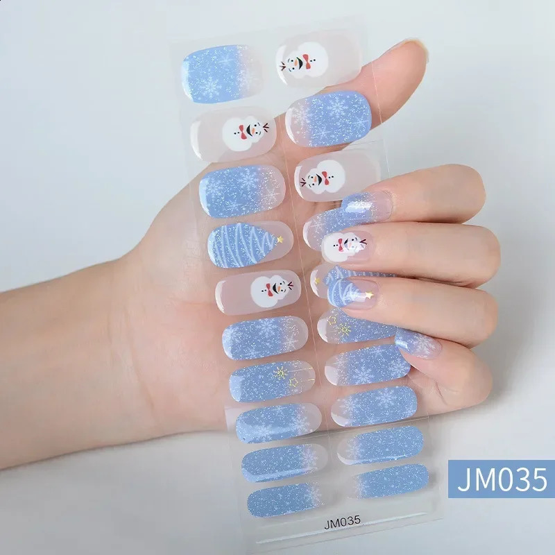 Merry Christmas nail art sticker semi curing gel nail deep-fried dough sticks full coverage UV/LED light self graying girl beauty nail packaging 24100