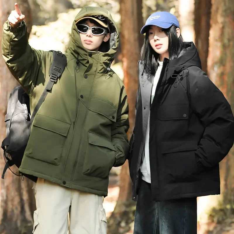 Outdoor Mens Winter Down Coat Hooded 90% White Duck Down Jacket Men Cargo Pockets Hiking Down Outerwear Puffer Jackets JK-039 LX241009