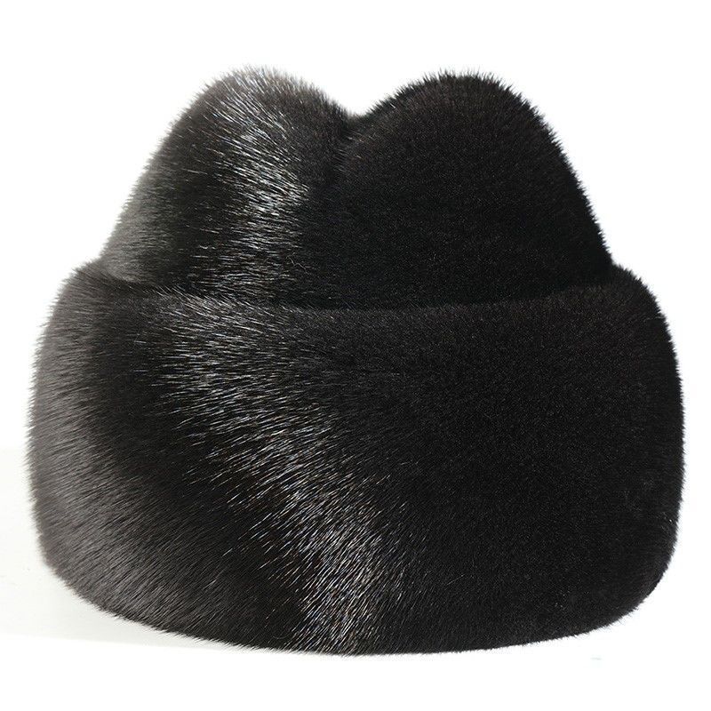 For Men Genuine Mink Cap Male Thick Warm Winter Fur Husband Gift Caps Quality Top Hat Headgear Beanie Beret