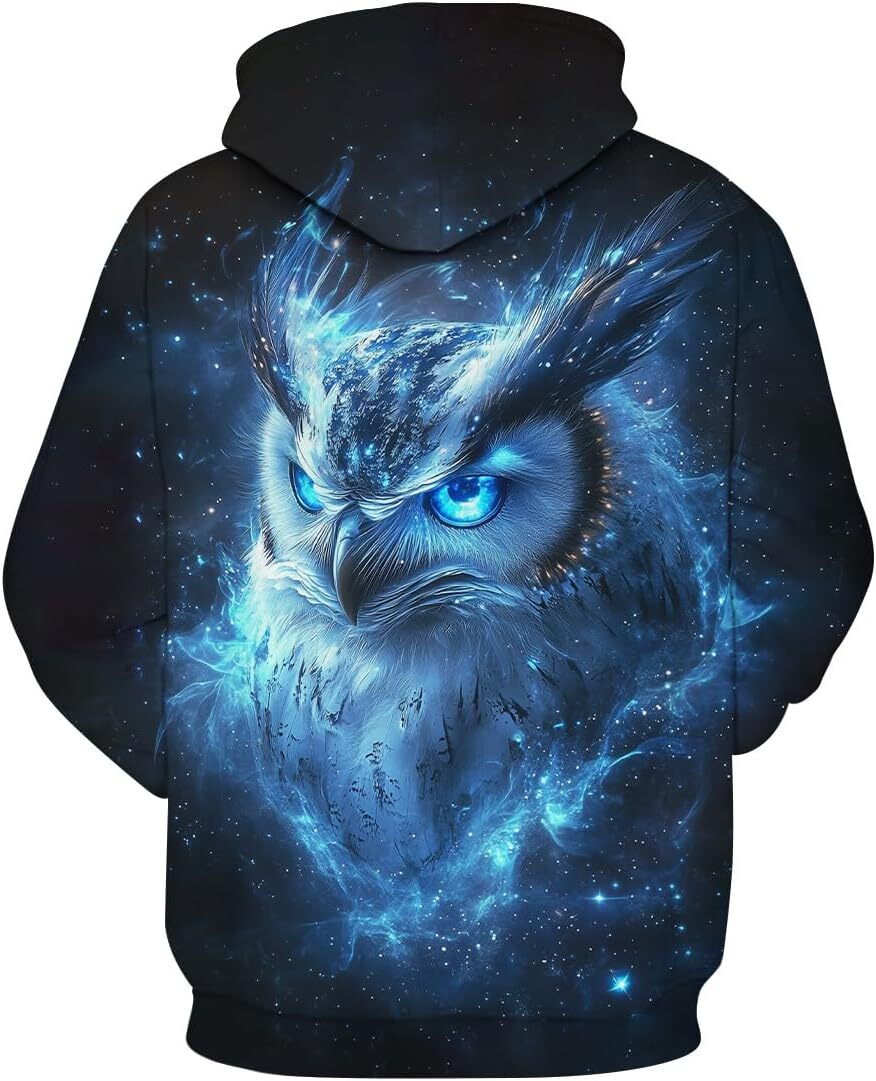 Hoodie for Mens Novelty 3D Eagle Print Hoodie Galaxy Colors Theme Animal Graphic Hoodies Pullover Sweatshirt Graphic Hoodies sweatshirt tracksuit