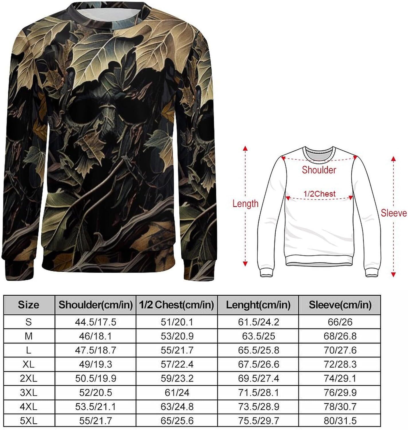 Long Sleeve Shirts for Men sweatshirt Mens Crewneck Camouflage Maple Leaf Sweatshirt Camo Pullover Crew Neck Casual TopsStreetwear Casual tops clothes