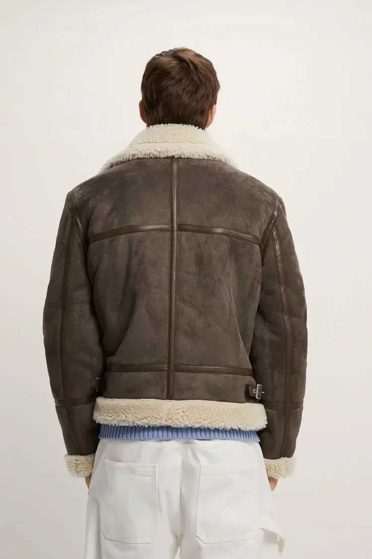 Mens winter imitation lamb suede fleece fur one piece thickened windproof jacket LX241009