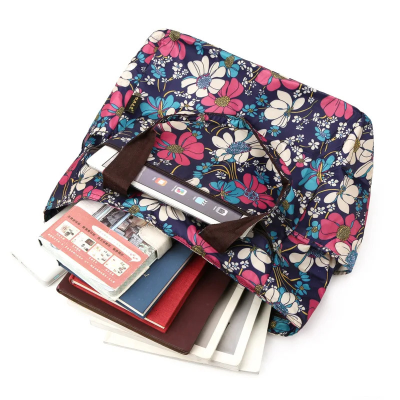 Womens nylon floral printed shoulder bag waterproof womens handbag shopping bag travel beach bag womens backpack 241008