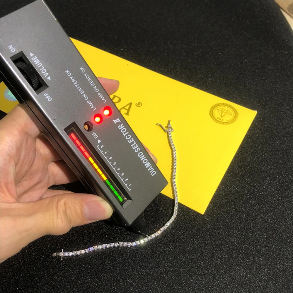 KNOBSPIN 2mm D Colored Tennis Bracelet Suitable for Women and Men Sparkling Diamond Comes with GRA s925 Pure Silver Hip Hop 240912