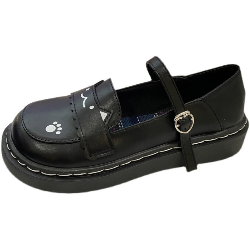 Cute kitten Lolita big head little leather shoes JK uniform flat bottom soft girl versatile student Mary Jane single shoes